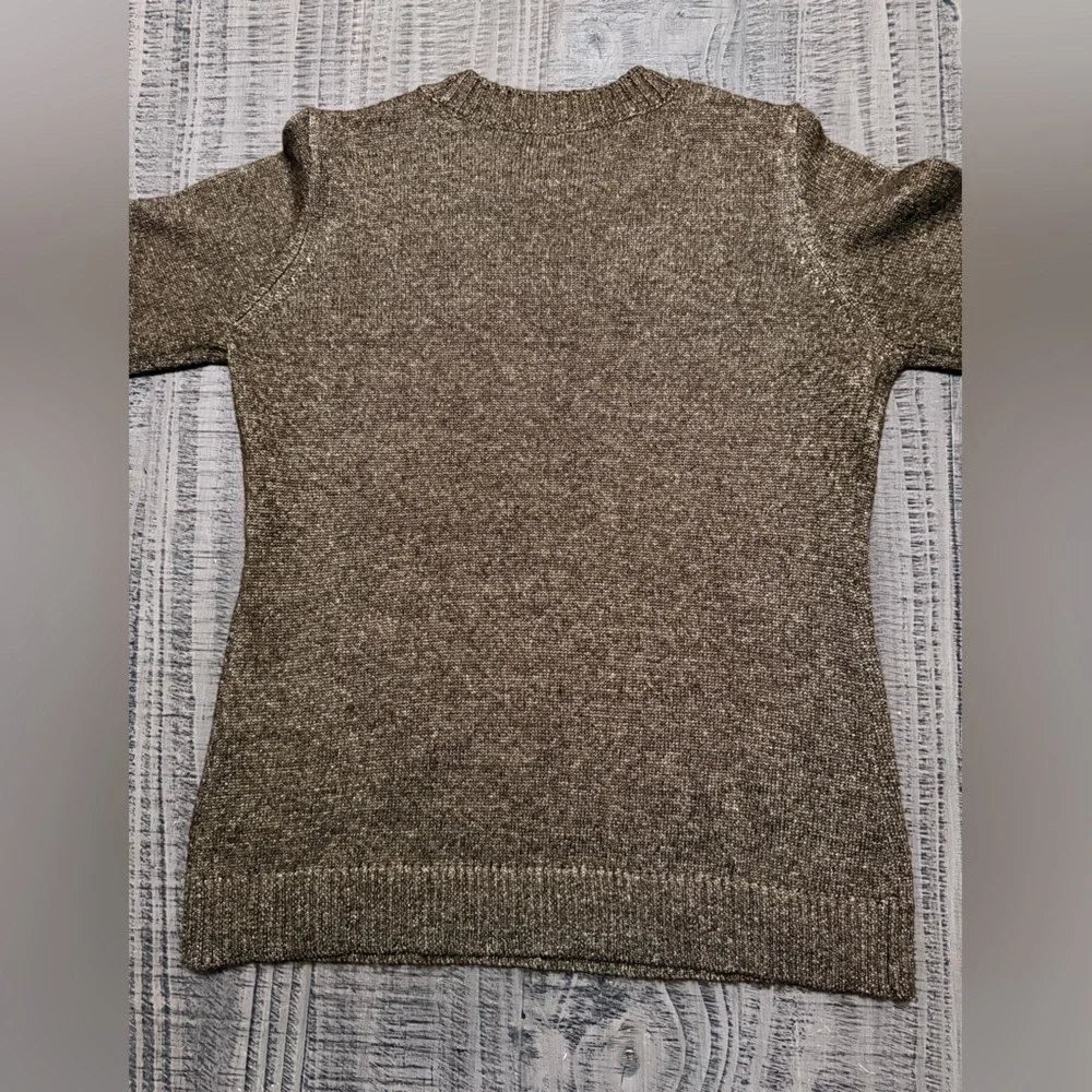 Boston Proper Metallic Brown Sweater with Faux Fur Cuffs - Picture 7 of 9